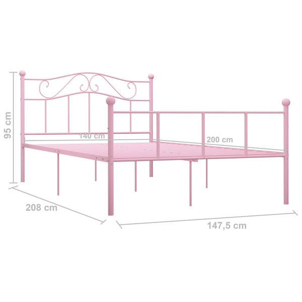Pinkfarbener Bettrahmen Nazlife 140x200cm (Metall)