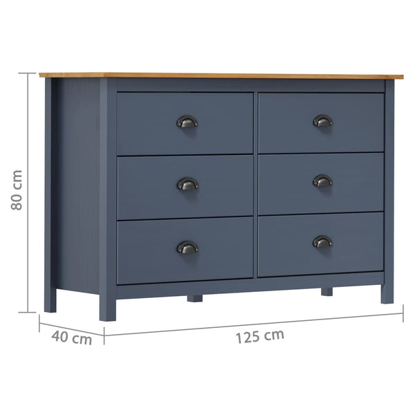 Graue Kommode Hill Valerina 125x40x80cm (Kiefer)