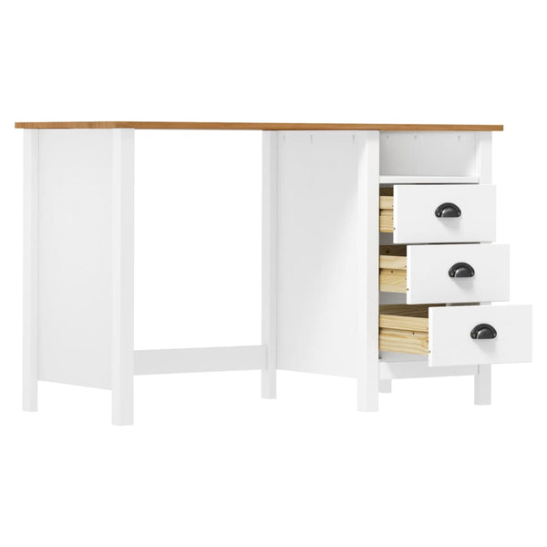Massiver Kiefernschreibtisch, 120x50x74cm, Georgine, 3 Schubladen