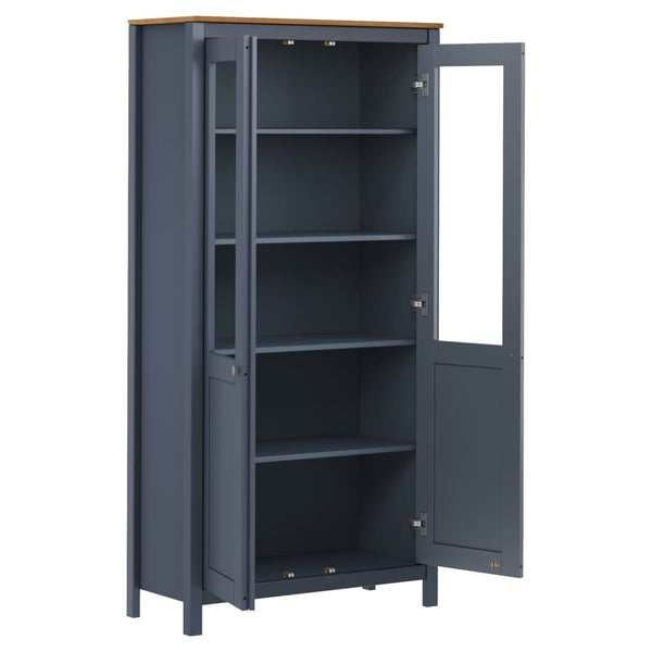 Graue Vitrine Hill Berkley 85x37x170,5cm (Kiefer)