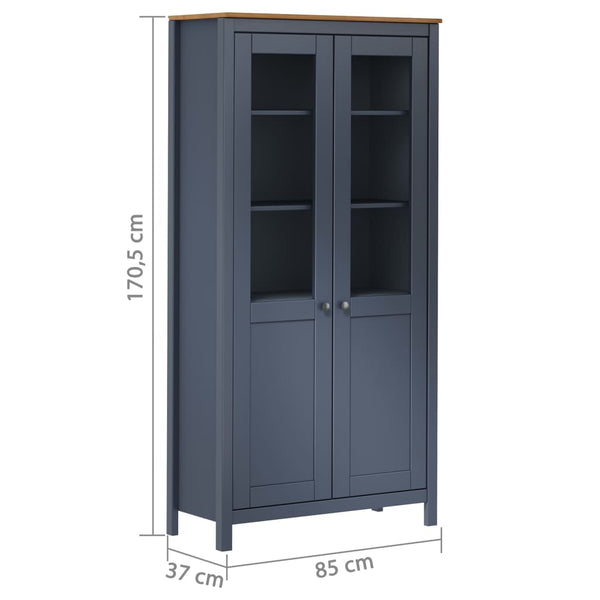 Graue Vitrine Hill Berkley 85x37x170,5cm (Kiefer)