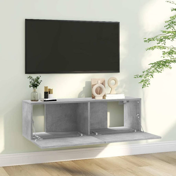 Betongraues TV-Board Jayde 100x30x30cm (Holz)