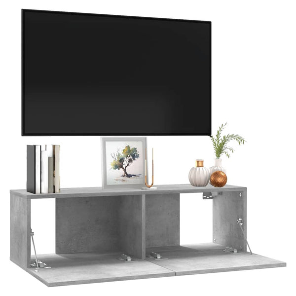 Betongraues TV-Board Jayde 100x30x30cm (Holz)