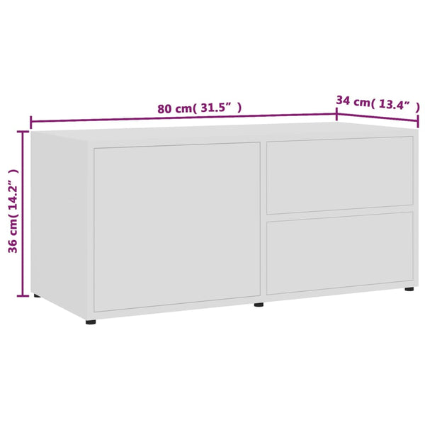 Weißes TV-Lowboard Gloria 80x34x36cm (Holz)