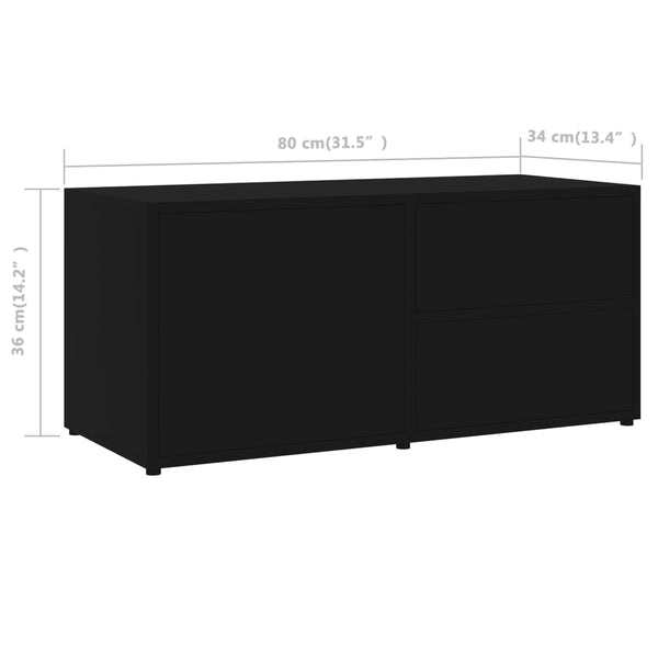 Schwarzes TV-Möbel Gloria 80x34x36cm (Holz)