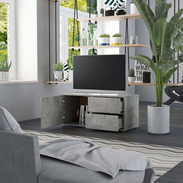 TV-Tisch Glorian, Betongrau 80x34x36cm (Holz)