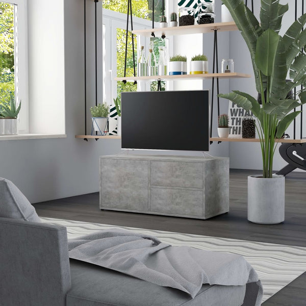 TV-Tisch Glorian, Betongrau 80x34x36cm (Holz)