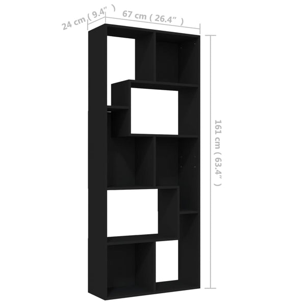 Schwarzes Bücherregal Ilda 67x24x161cm (Holz)