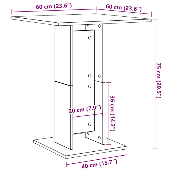 Betongrauer Bistrotisch Panahi 60x60x75cm (Holz)