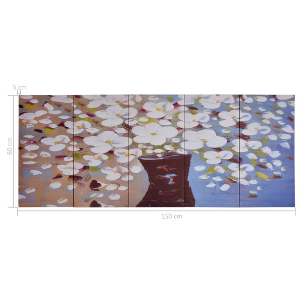 Monivärinen kanvaasitaulusarja kukat ruukussa Gherghica 150x60cm