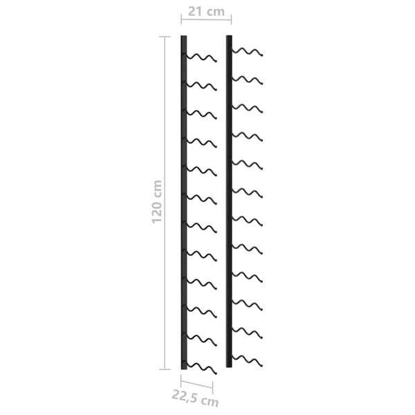 Schwarzes Faria Wand-Weinregal für 24 Flaschen (Eisen)