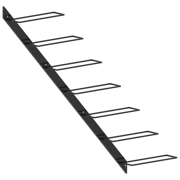 Musta seinäkiinnitteinen viinipulloteline Estes 7 pullolle (metalli)