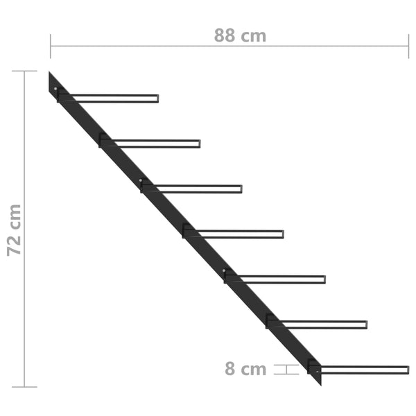 Musta seinäkiinnitteinen viinipulloteline Estes 7 pullolle (metalli)