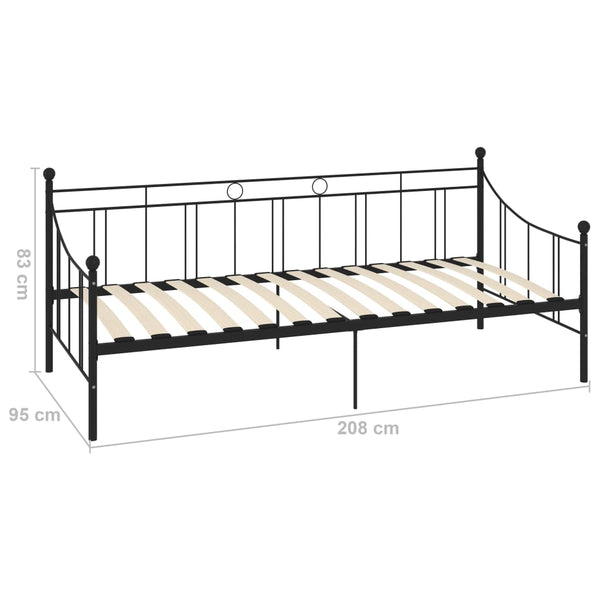 Schwarzes Tagesbettgestell Mlendea 90x200cm (Metall)