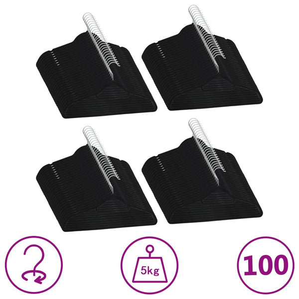 Schwarzes Kleiderbügel-Set Dietmar (100 Stück, rutschfester Samt)