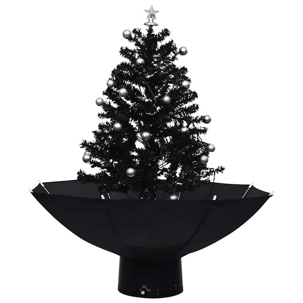 Schwarzer Weihnachtsbaum mit Schneeeffekt, Regenschirmfuß Ghiza 75cm (PVC)