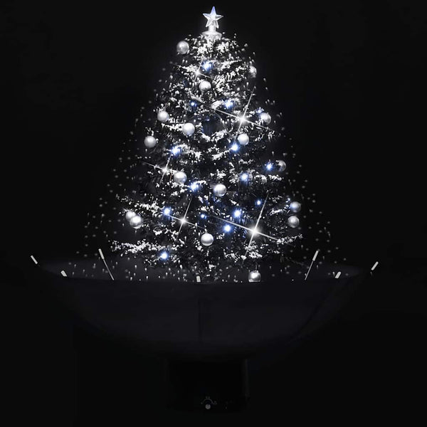 Schwarzer Weihnachtsbaum mit Schneeeffekt, Regenschirmfuß Ghiza 75cm (PVC)