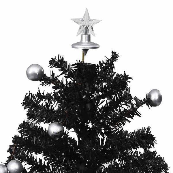 Schwarzer Weihnachtsbaum mit Schneeeffekt, Regenschirmfuß Ghiza 75cm (PVC)