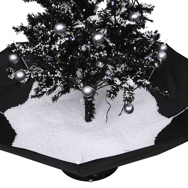Schwarzer Weihnachtsbaum mit Schneeeffekt, Regenschirmfuß Ghiza 75cm (PVC)