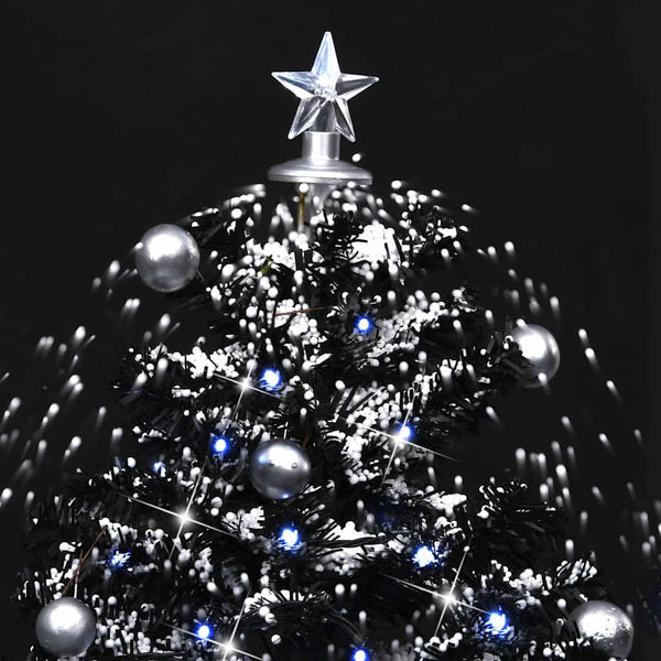 Schwarzer Weihnachtsbaum mit Schneeeffekt, Regenschirmfuß Ghiza 75cm (PVC)