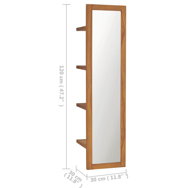 Wandspiegel mit Ablagen Andor 30x30x120cm (Teak)