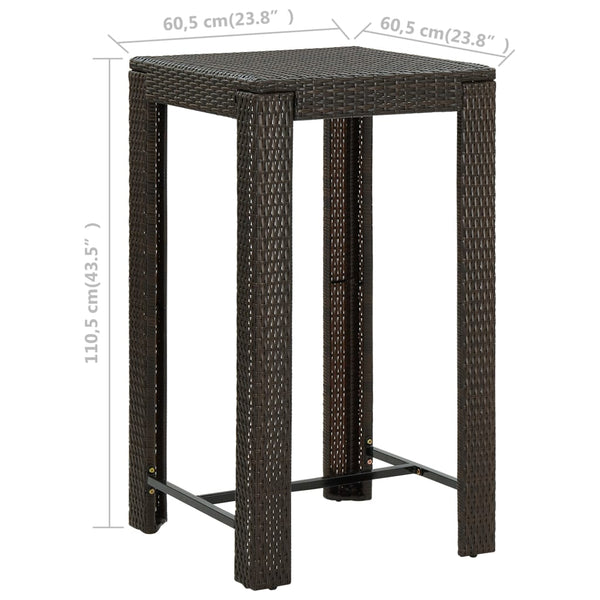 Brauner Gartenbartisch Elizebeth 60,5x60,5x110,5cm (Polyrattan)