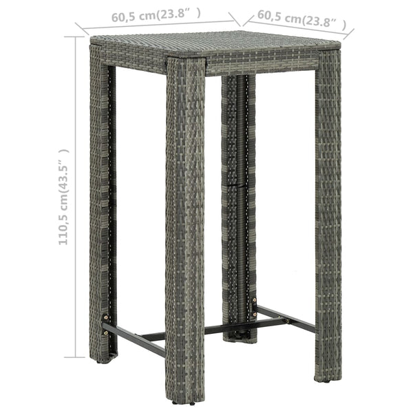 Grauer Gartenbartisch Elizebeth 60,5x60,5x110,5cm (Polyrattan)