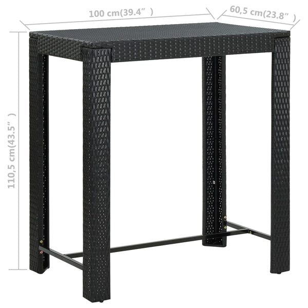 Schwarzer Gartenbartisch Elizebeth 100x60,5x110,5cm (Polyrattan)