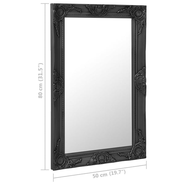 Schwarzer Wandspiegel Barockstil Prodmex 50x80cm