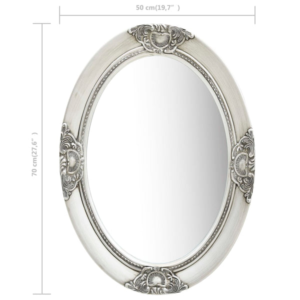 Silberner Wandspiegel Barockstil Stefania 50x70cm