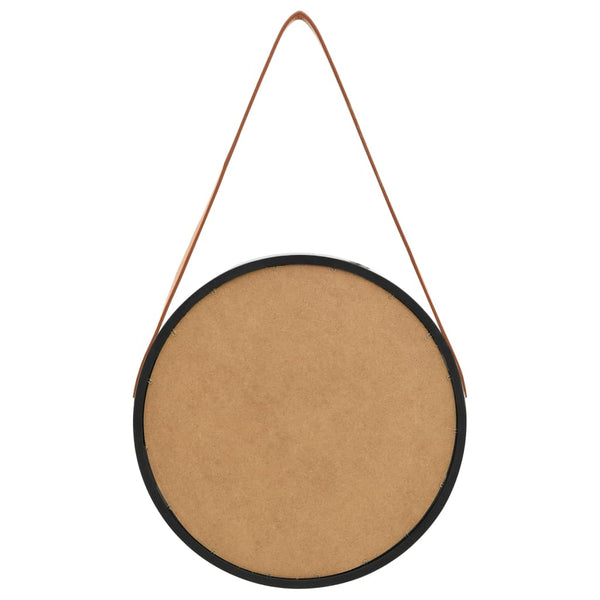 Schwarzer Wandspiegel mit Gurt Fevrodst 40cm