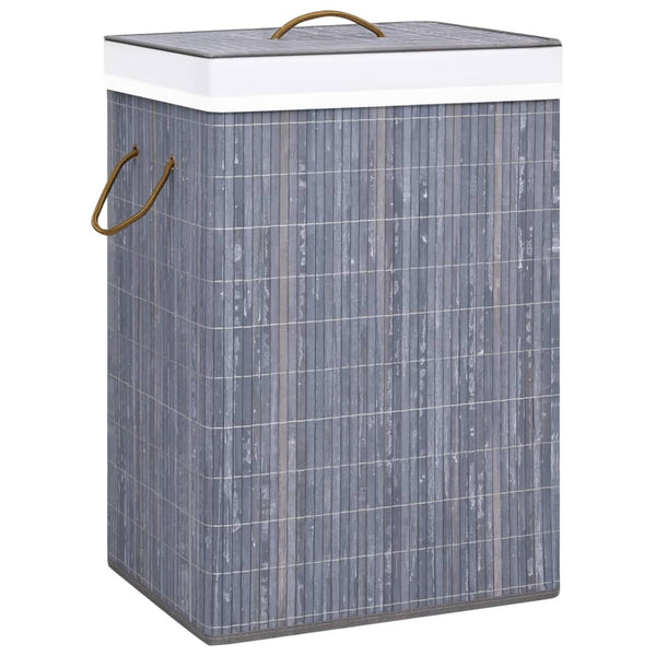 Wäschekorb aus grauer Bambus Ienciu 72 l (2 Fächer)