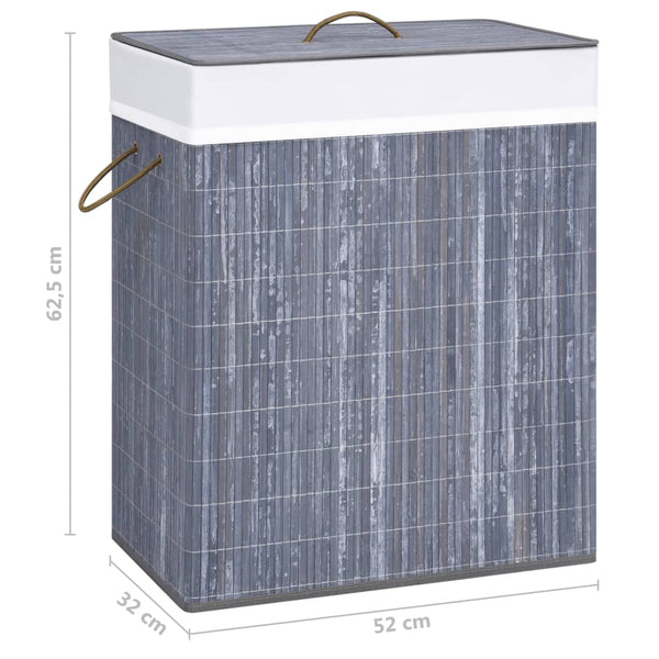 Grauer Bambus-Wäschekorb Ienciu 100 l (2 Fächer)