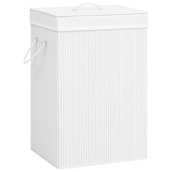 Wäschekorb aus Bambus, weiß, Ienciu, 72 l (2 Fächer)