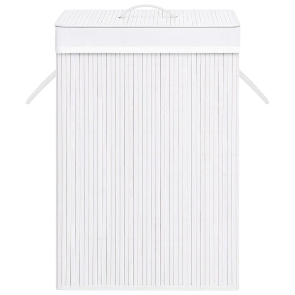 Wäschekorb aus Bambus, weiß, Ienciu, 72 l (2 Fächer)
