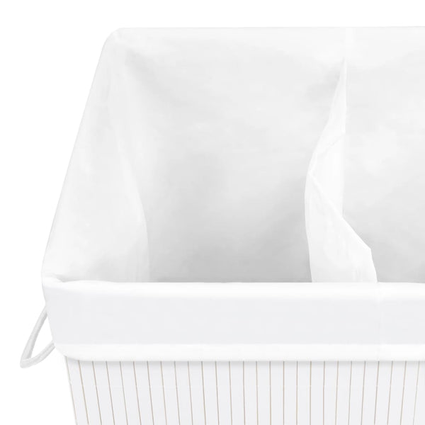 Wäschekorb aus Bambus, weiß, Ienciu, 72 l (2 Fächer)