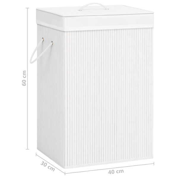 Wäschekorb aus Bambus, weiß, Ienciu, 72 l (2 Fächer)