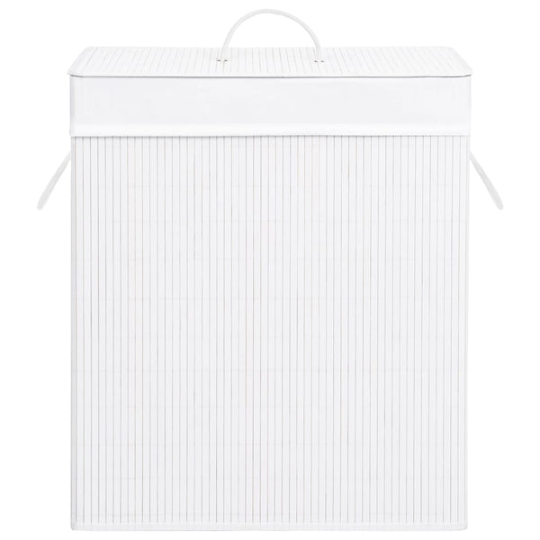 Weißer Bambus-Wäschekorb Ienciu 100 l (2 Fächer)