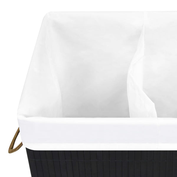 Wäschekorb aus schwarzem Bambus Ienciu 72 l (2 Fächer)