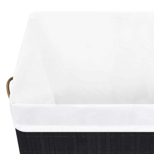 Schwarzer Wäschekorb Cicerona aus Bambus, 83 l (1 Fach)