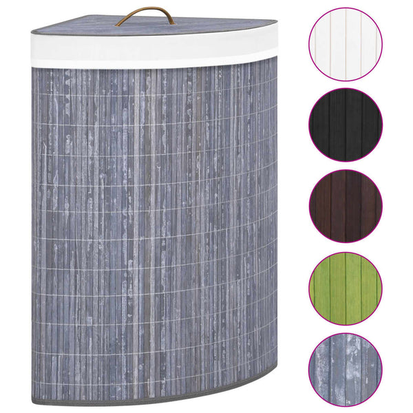 Harmaa bambu kulmapyykkikori Matoes 60 l