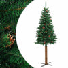 Grüner schmaler Weihnachtsbaum mit echtem Holz und Zapfen Aeluta 180cm (PVC)