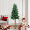 Grüner schmaler Weihnachtsbaum mit echtem Holz und Zapfen Aeluta 180cm (PVC)