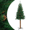 Grüner schlanker Weihnachtsbaum mit Echtholz und Zapfen Aeluta 210 cm (PVC)