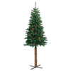 Grüner schlanker Weihnachtsbaum mit Echtholz und Zapfen Aeluta 210 cm (PVC)