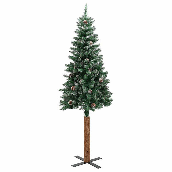 Grüner schmaler Weihnachtsbaum mit echtem Holz und Schnee Aeluta 210cm