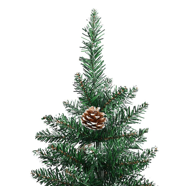 Grüner schmaler Weihnachtsbaum mit echtem Holz und Schnee Aeluta 210cm