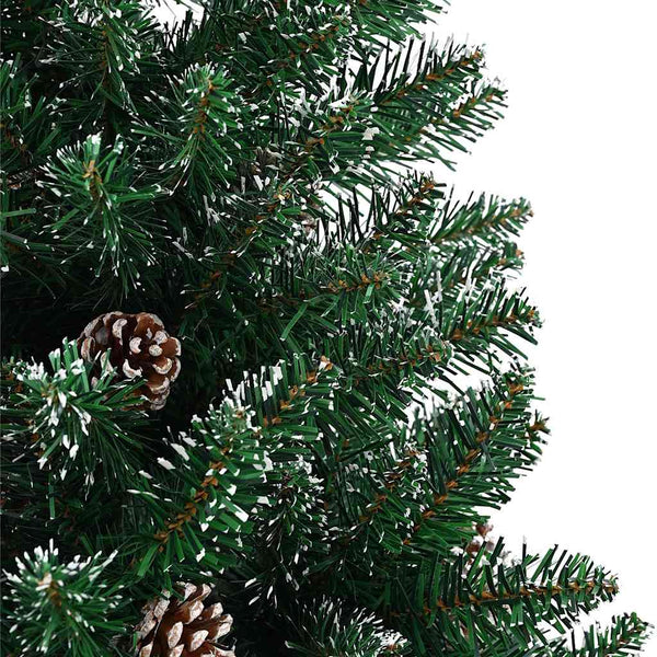 Grüner schmaler Weihnachtsbaum mit echtem Holz und Schnee Aeluta 210cm