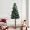 Grüner schmaler Weihnachtsbaum mit echtem Holz und Schnee Aeluta 210cm
