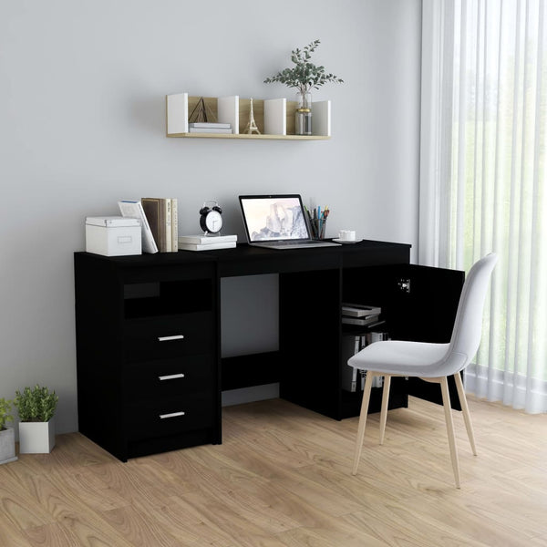 Schwarzer Schreibtisch Modiga 140x50x76cm (Holz)